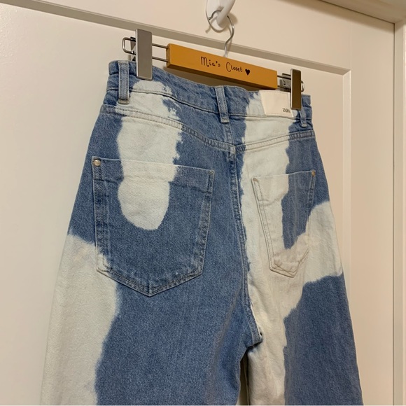 ZARA - High Waisted, Straight Leg Tie-Dye Jeans - Denim - Women’s 4 (EUR 36) - Picture 4 of 10